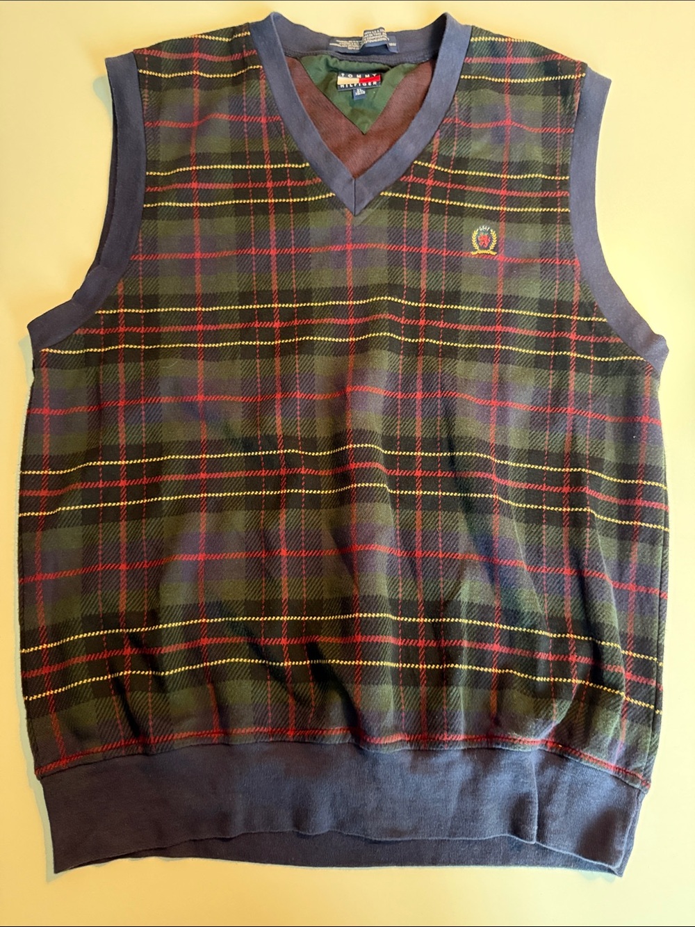 Tommy Hilfiger Vintage 90’s Tartan Blue/Green/Red V Neck Vest 0120